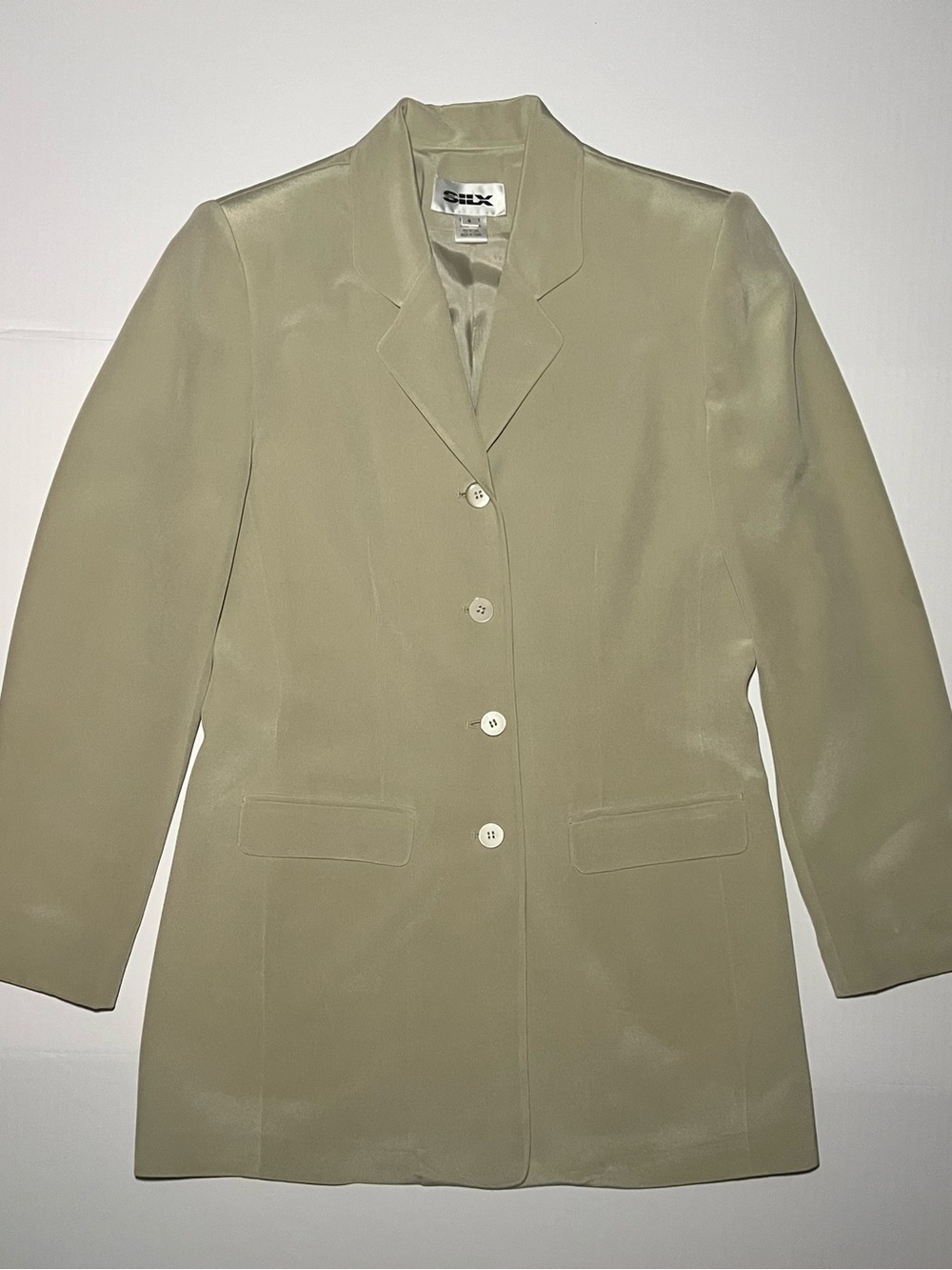 Silx by August Silk Sage Green Tailored Button-Front Blazer